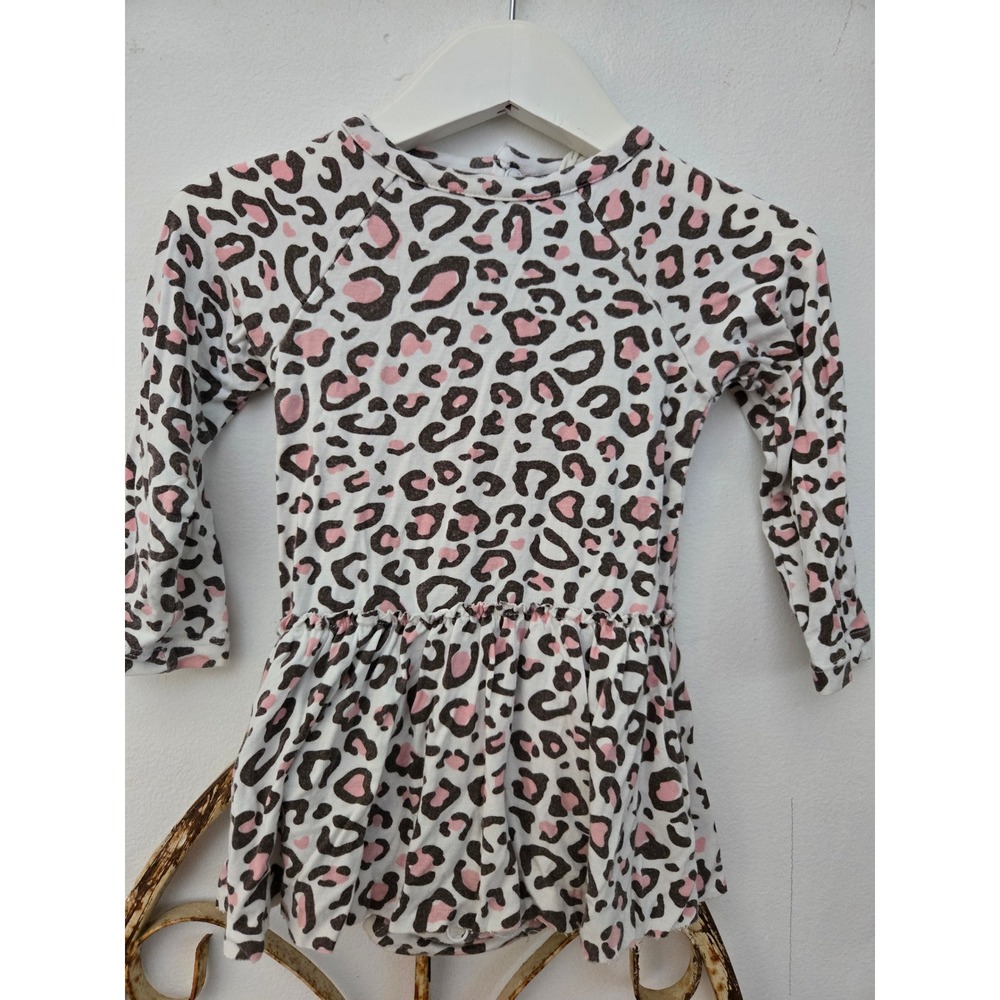 Angel Dear SpearmintLOVE 6-12m Leopard Print Long Sleeve Dress Romper Outfit‎